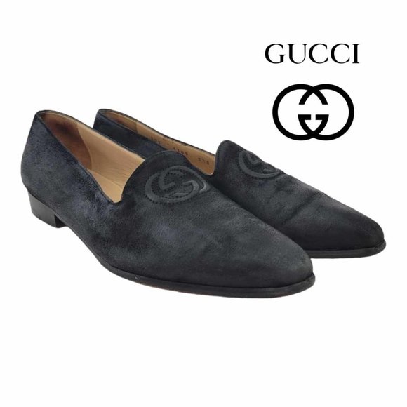 Gucci Shoes - AUTHENTIC VINTAGE GUCCI GG Pressed Suede Women's Loafers Sz 5.5B - Black